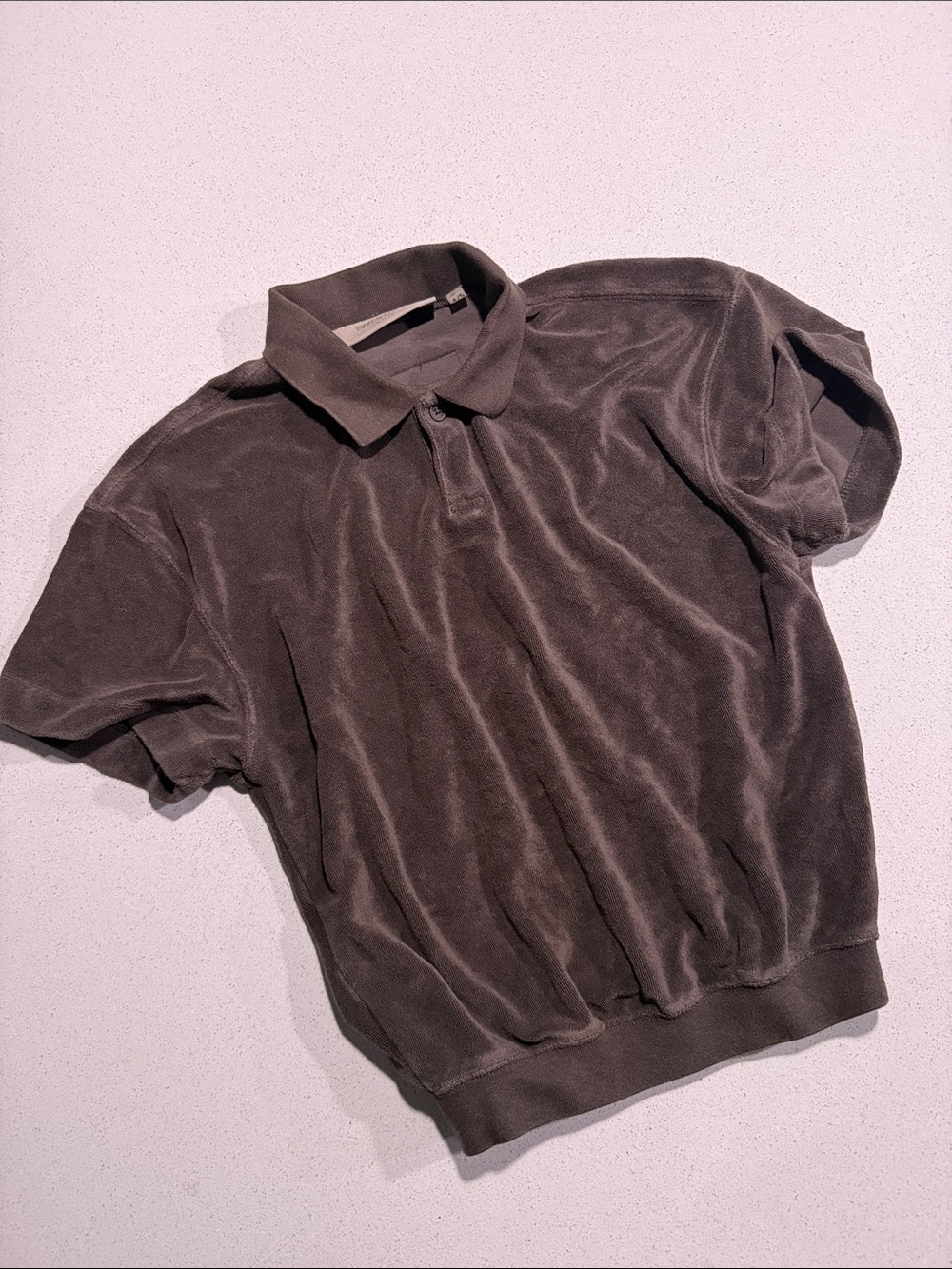 Fear of God Velour Short-Sleeve Polo in Brown (plum)